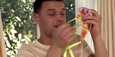 Big bosom MILF is playing with a lucky teen's hard schlong