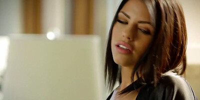 Horny harlot is getting all of her holes shafted by two big black rods