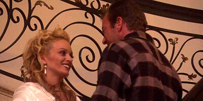 Smashed on the staircase - Hot babe moaning!