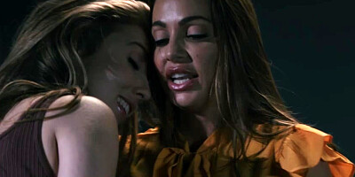 Two brunettes are hungry for some sensual lesbo pussy eating