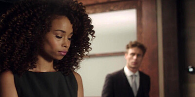 Curly-haired ebony girl is banged hard by a white guy