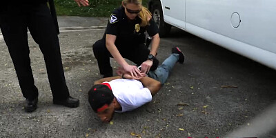 Criminal dude finishing off the law with his monster