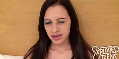 POV blowjob video shows a dirty brunette sucking massive dick