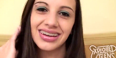 POV blowjob video shows a dirty brunette sucking massive dick