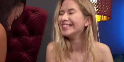 Two naughty girls are sharing a dude in this threesome scene