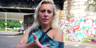 Public Agent - Blonde horny MILF wife with natural tits and nice pussy flaps fucks outdoors in a public park