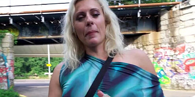 Public Agent - Blonde horny MILF wife with natural tits and nice pussy flaps fucks outdoors in a public park