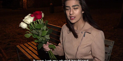 After she was brought to a hotel room, cute girl was submitted to a hard banging