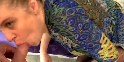 Blonde mom gets pounded from behind and then she swallows
