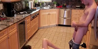 Lustful MILF was lured into kitchen sex by son's jock buddy