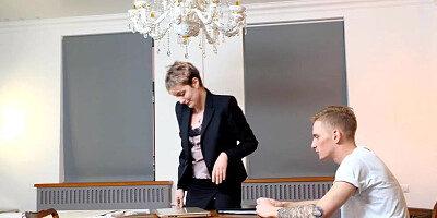 Naughty mature is getting bonked by her stepson inside the hotel room