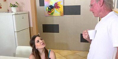 Cum thirsty beauty is wrapping her cherry around stepdad's willy