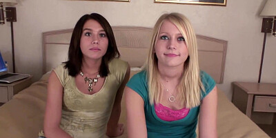 Brunette and blonde girls are getting attracted by each other