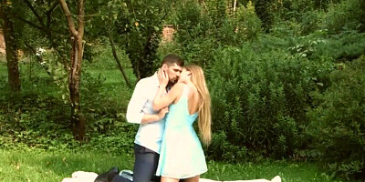 BABES - cute couple make love in the park outdoors