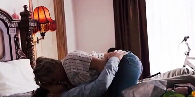 Big jugs stepmom just couldn't contain her lust around the stepson