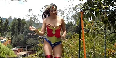 Wonder Woman is kidnapped and wrapped up in nylons by kinky guys