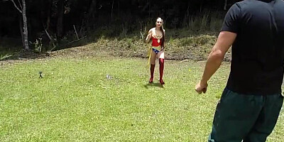 Wonder Woman is kidnapped and wrapped up in nylons by kinky guys