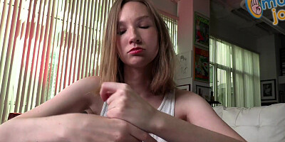 Claire Roos is playing with dick in front of the cam