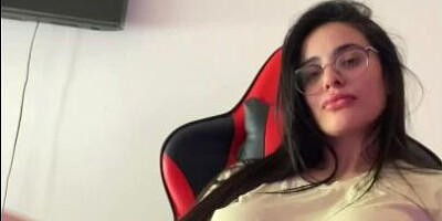 Beautiful Sexy Gamer Girl Touching and Fingering Herself Showing Boobs Ass and Pussy