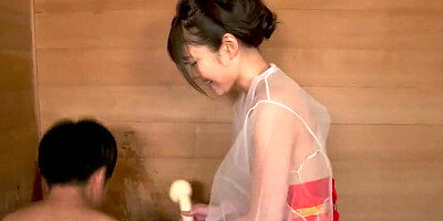 Lovely Asian chick is playing with boyfriend's prick inside the spa