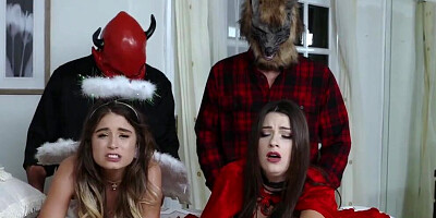 Halloween whores fuck their sneaky daddies