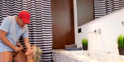 Horny stepmom in the bathroom had anal sex with her stepson