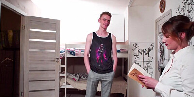 TUTOR4K. Angry student manages to seduce and fuck his strict mature tutor