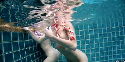 Paradise Gfs - Twins get naked and fucked in outdoor pool - Part 1