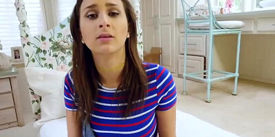 Open minded stepsister Ashley lets her brother play with her toys and ass
