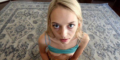 When parents aren't home, the blonde girl and her randy stepbro play POV sex games