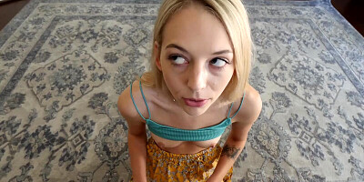 When parents aren't home, the blonde girl and her randy stepbro play POV sex games