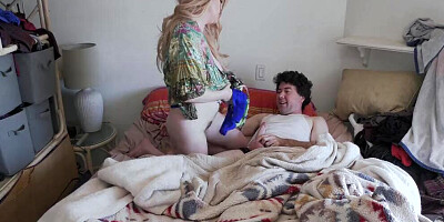 Caring stepmom rides her sick stepson to help him feel better
