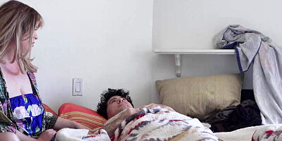 Caring stepmom rides her sick stepson to help him feel better