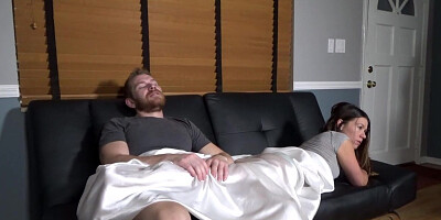 Randy young bloke constantly bothers his teen stepsister for sex