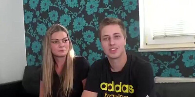 Cute amateur babe gets fucked on the couch by his college mate