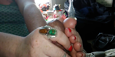 72 Year old Italian Grandma Footjob /handjob