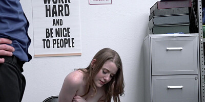 Crying teen shoplifter fucks LP officer for her freedom