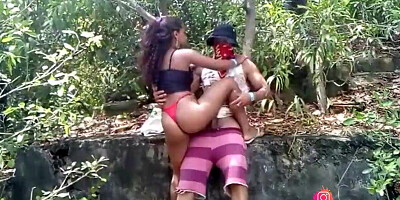 Taking Beating of Liana Outdoors