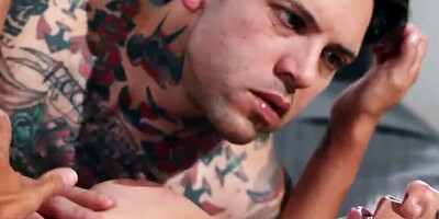 Horny Asian mom is having sex with that inked neighbor