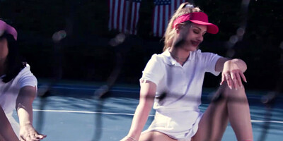 3 on 1 on Tennis Court with Babes Daisy, Cleo, and Daphne