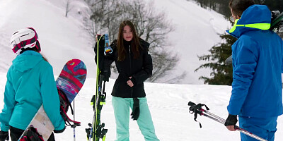 Super hot couple have a wild round of sex after skiing