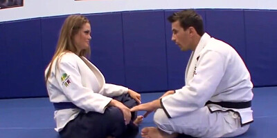 After wrestling match, blonde and her sparring partner are fucking