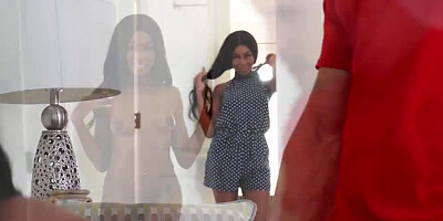 Ebony stepsisters steal mom's man