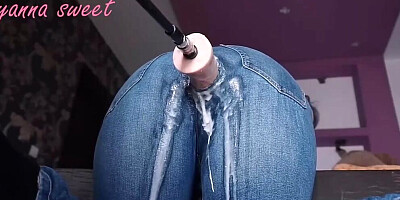 Mom with Machine Dildo gives herself many Gushy Cream Squirt Orgasms