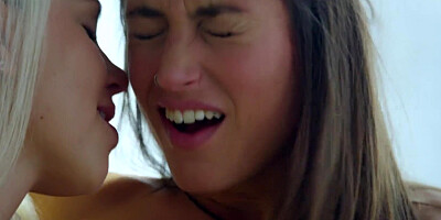 Two naughty teen girls are playing with each other's wet cherry