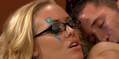 Splendid blonde Nicole Aniston moans while riding a hard cock