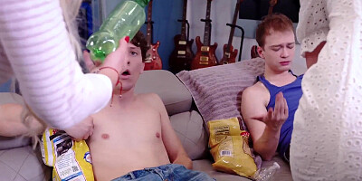 Two gorgeous MILFs swapped husbands in this kinky 4some video