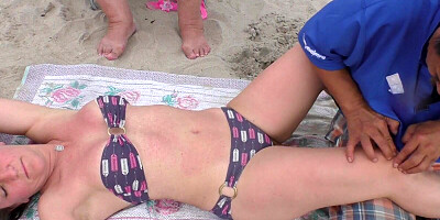 Naughty masseur touches that mature woman everywhere during a massage session
