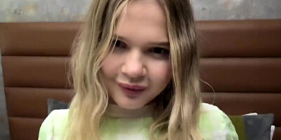 Watch this leggy 18 year old blonde newbie suck cock