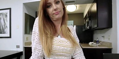 Ginger chick sits on a hard cock and rides it cowgirl style